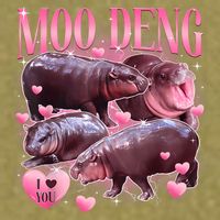 Cute I Love Moo Deng Baby Hippo Moo Deng I Heart Moo Deng Garment-Dyed Women's Muscle Tee