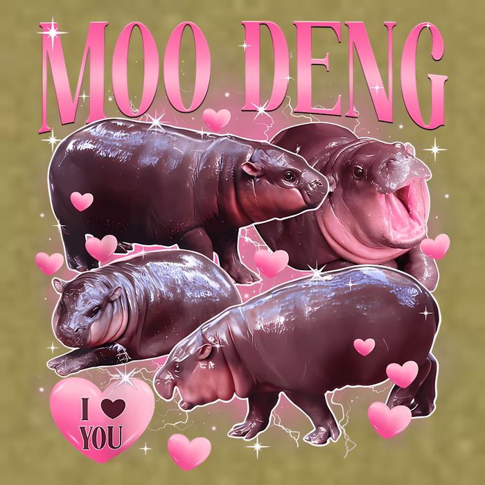 Cute I Love Moo Deng Baby Hippo Moo Deng I Heart Moo Deng Garment-Dyed Women's Muscle Tee
