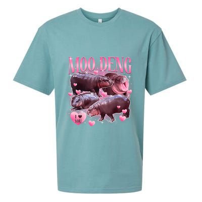 Cute I Love Moo Deng Baby Hippo Moo Deng I Heart Moo Deng Sueded Cloud Jersey T-Shirt