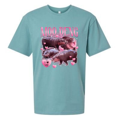 Cute I Love Moo Deng Baby Hippo Moo Deng I Heart Moo Deng Sueded Cloud Jersey T-Shirt