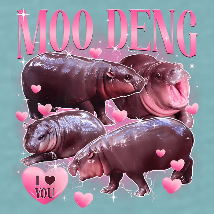 Cute I Love Moo Deng Baby Hippo Moo Deng I Heart Moo Deng Sueded Cloud Jersey T-Shirt
