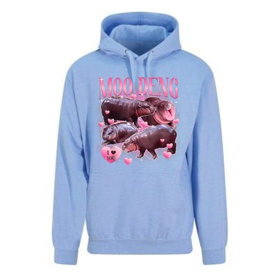 Cute I Love Moo Deng Baby Hippo Moo Deng I Heart Moo Deng Unisex Surf Hoodie