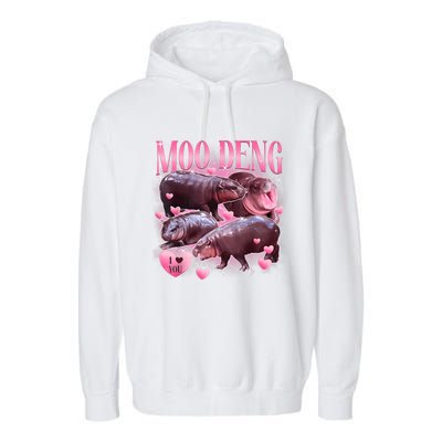 Cute I Love Moo Deng Baby Hippo Moo Deng I Heart Moo Deng Garment-Dyed Fleece Hoodie