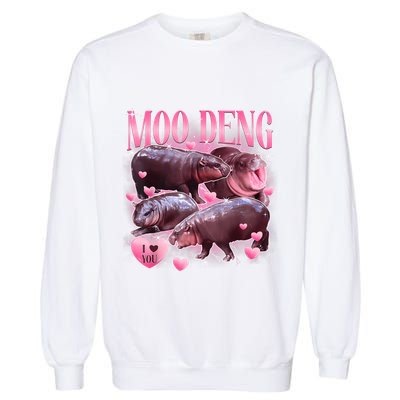 Cute I Love Moo Deng Baby Hippo Moo Deng I Heart Moo Deng Garment-Dyed Sweatshirt