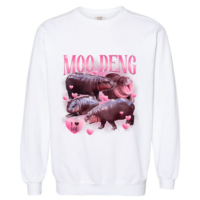 Cute I Love Moo Deng Baby Hippo Moo Deng I Heart Moo Deng Garment-Dyed Sweatshirt