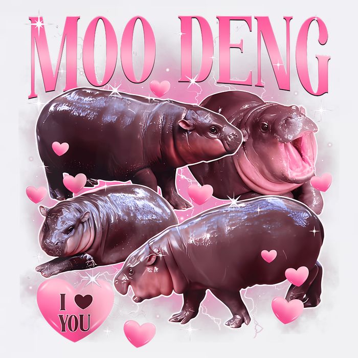 Cute I Love Moo Deng Baby Hippo Moo Deng I Heart Moo Deng Garment-Dyed Sweatshirt