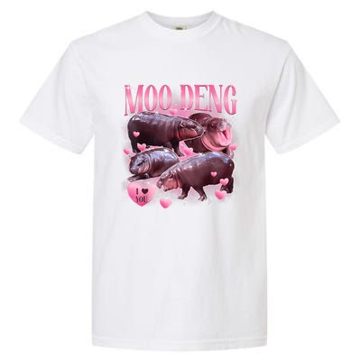 Cute I Love Moo Deng Baby Hippo Moo Deng I Heart Moo Deng Garment-Dyed Heavyweight T-Shirt