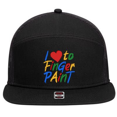 Cute I Love To Finger Paint 7 Panel Mesh Trucker Snapback Hat