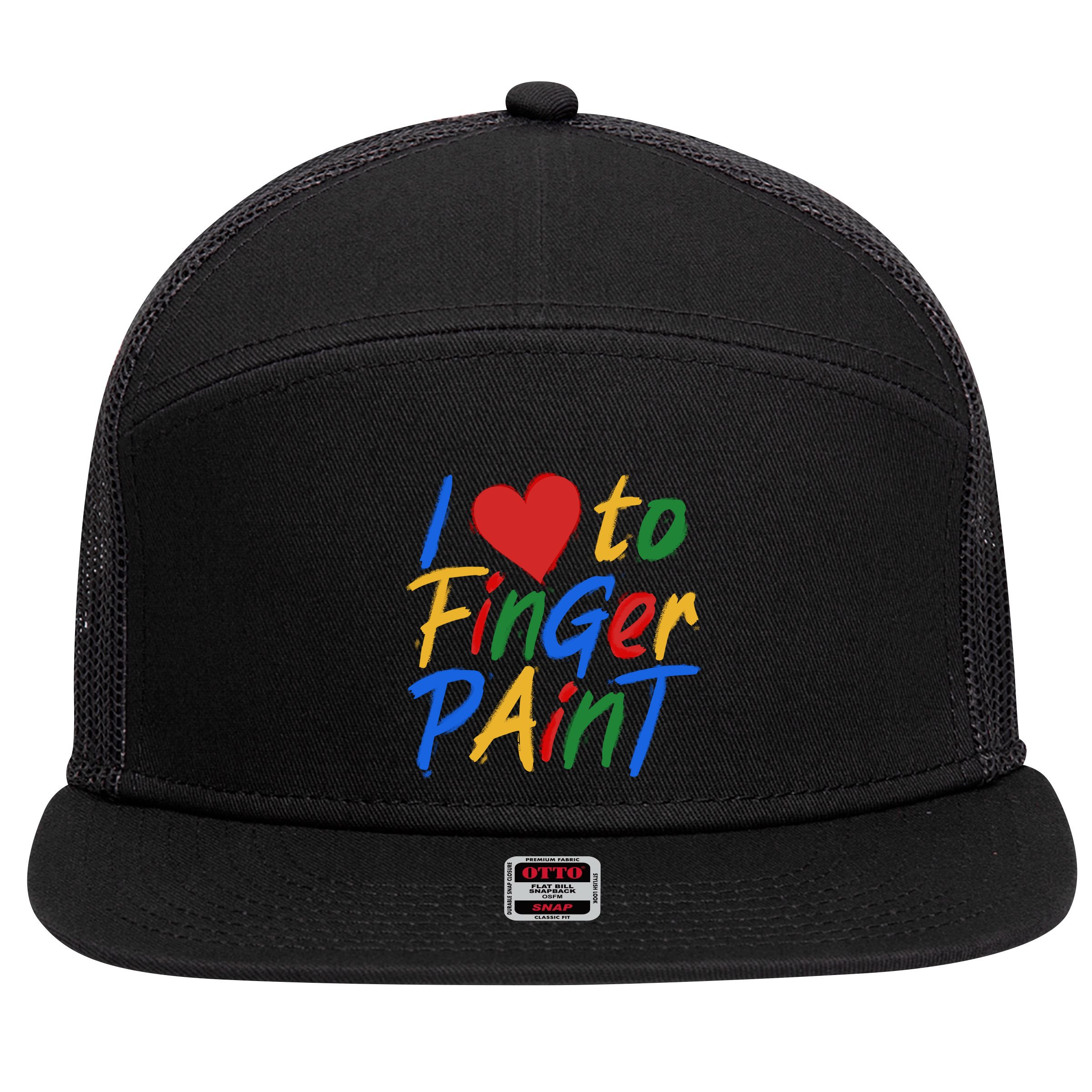 Cute I Love To Finger Paint 7 Panel Mesh Trucker Snapback Hat