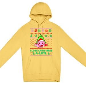 Cute I Love Christmas A Lotl Axolotl Funny Presents Ugly Premium Pullover Hoodie