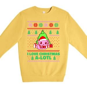 Cute I Love Christmas A Lotl Axolotl Funny Presents Ugly Premium Crewneck Sweatshirt