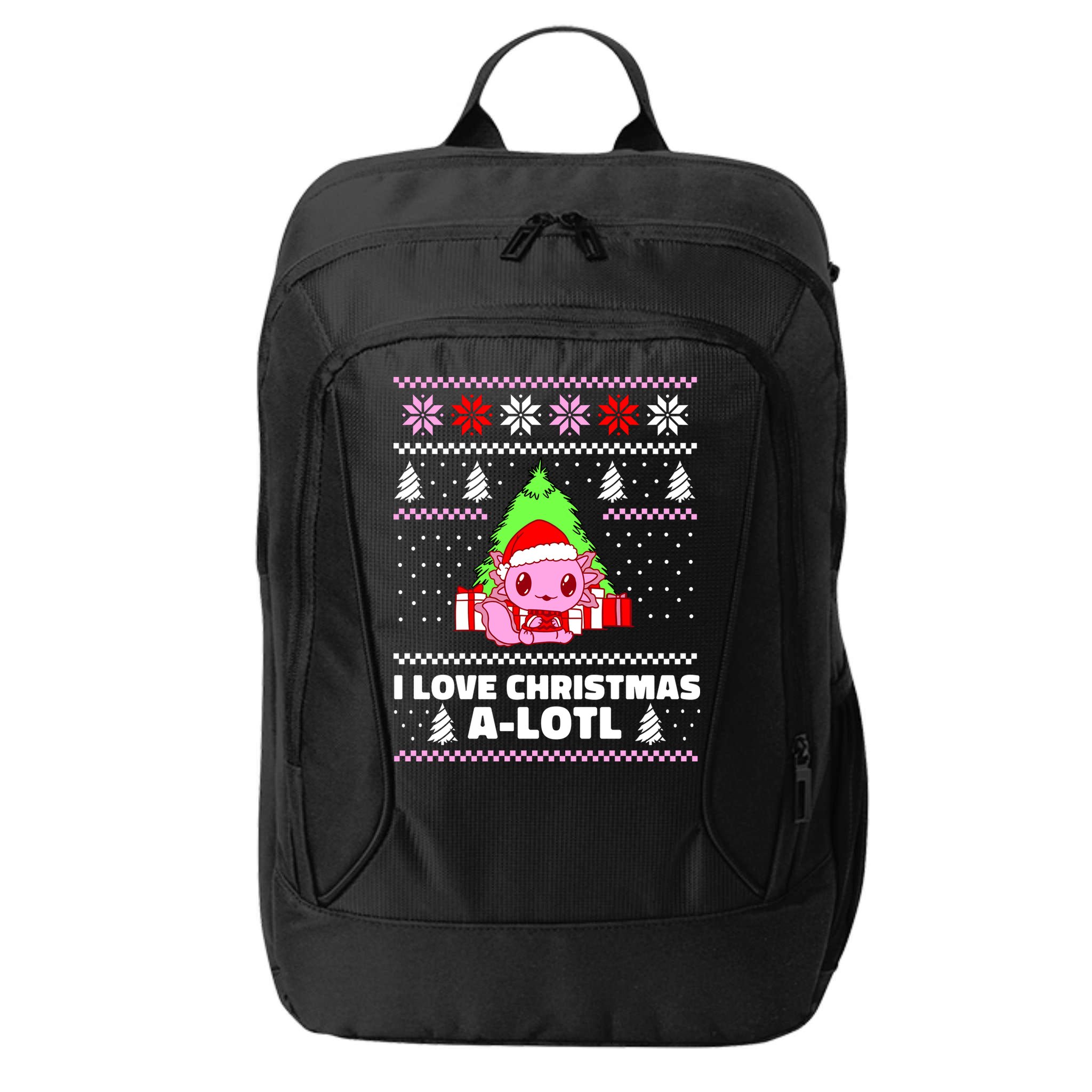 Cute I Love Christmas A Lotl Axolotl Funny Presents Ugly City Backpack