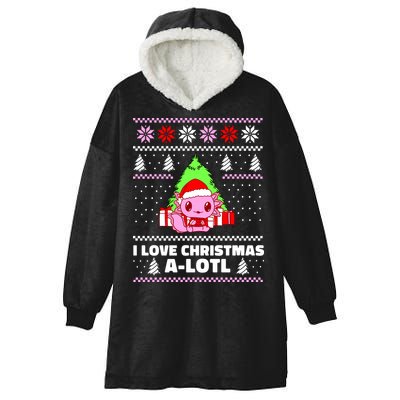Cute I Love Christmas A Lotl Axolotl Funny Presents Ugly Hooded Wearable Blanket