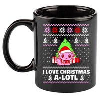 Cute I Love Christmas A Lotl Axolotl Funny Presents Ugly 11oz C Handle Ceramic Mug