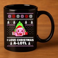 Cute I Love Christmas A Lotl Axolotl Funny Presents Ugly 11oz C Handle Ceramic Mug