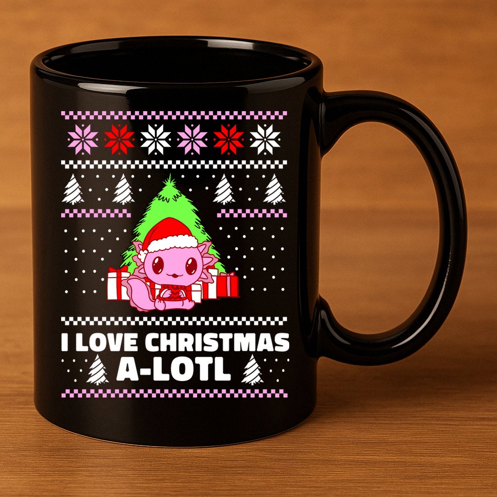 Cute I Love Christmas A Lotl Axolotl Funny Presents Ugly 11oz C Handle Ceramic Mug