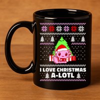 Cute I Love Christmas A Lotl Axolotl Funny Presents Ugly 11oz C Handle Ceramic Mug
