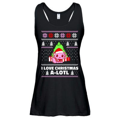 Cute I Love Christmas A Lotl Axolotl Funny Presents Ugly Ladies Essential Flowy Tank