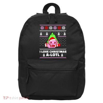 Cute I Love Christmas A Lotl Axolotl Funny Presents Ugly 16 in Basic Backpack