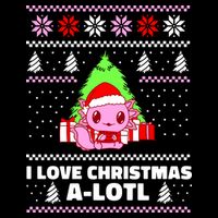 Cute I Love Christmas A Lotl Axolotl Funny Presents Ugly 16 in Basic Backpack