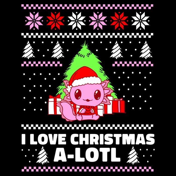Cute I Love Christmas A Lotl Axolotl Funny Presents Ugly 16 in Basic Backpack