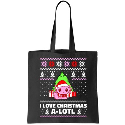 Cute I Love Christmas A Lotl Axolotl Funny Presents Ugly Bag