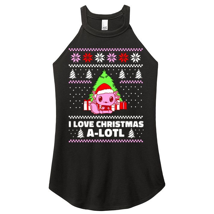 Cute I Love Christmas A Lotl Axolotl Funny Presents Ugly Women's Perfect Tri Rocker Tank