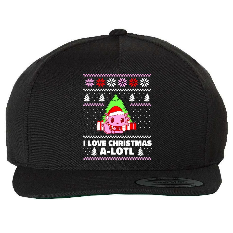 Cute I Love Christmas A Lotl Axolotl Funny Presents Ugly Wool Snapback Cap