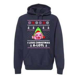 Cute I Love Christmas A Lotl Axolotl Funny Presents Ugly Premium Hoodie