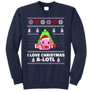 Cute I Love Christmas A Lotl Axolotl Funny Presents Ugly Tall Sweatshirt