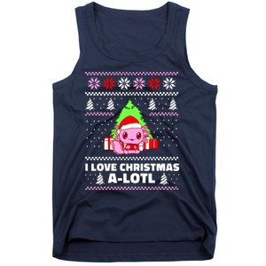 Cute I Love Christmas A Lotl Axolotl Funny Presents Ugly Tank Top