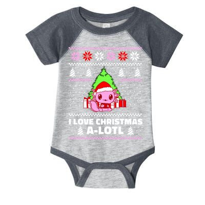 Cute I Love Christmas A Lotl Axolotl Funny Presents Ugly Infant Baby Jersey Bodysuit