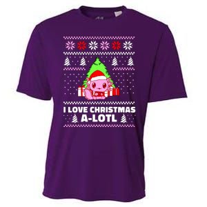 Cute I Love Christmas A Lotl Axolotl Funny Presents Ugly Cooling Performance Crew T-Shirt