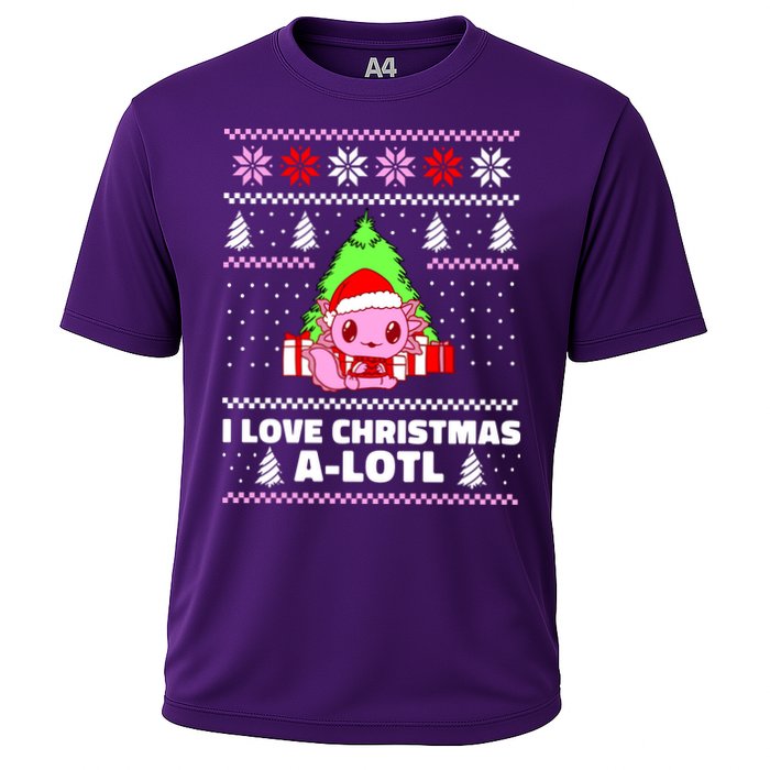 Cute I Love Christmas A Lotl Axolotl Funny Presents Ugly Cooling Performance Crew T-Shirt