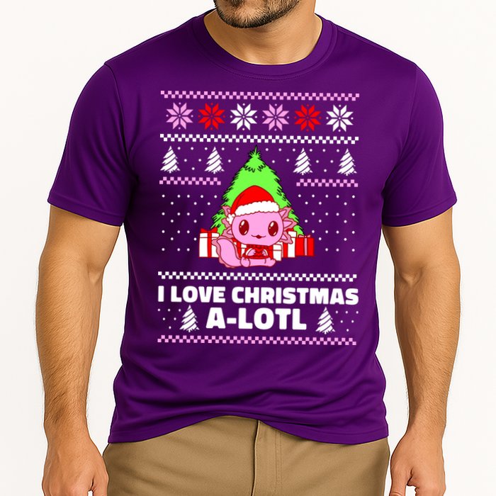 Cute I Love Christmas A Lotl Axolotl Funny Presents Ugly Cooling Performance Crew T-Shirt