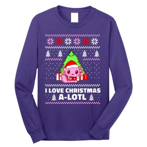 Cute I Love Christmas A Lotl Axolotl Funny Presents Ugly Long Sleeve Shirt