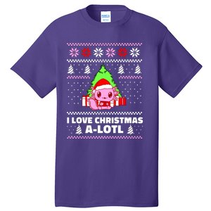 Cute I Love Christmas A Lotl Axolotl Funny Presents Ugly Tall T-Shirt