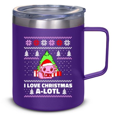 Cute I Love Christmas A Lotl Axolotl Funny Presents Ugly 12oz Stainless Steel Coffee Mug