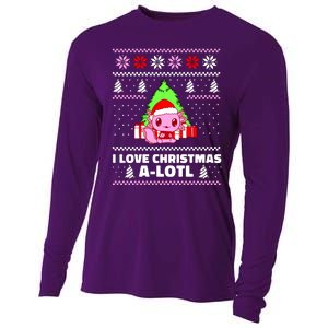 Cute I Love Christmas A Lotl Axolotl Funny Presents Ugly Cooling Performance Long Sleeve Crew