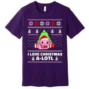 Cute I Love Christmas A Lotl Axolotl Funny Presents Ugly Premium T-Shirt