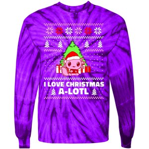 Cute I Love Christmas A Lotl Axolotl Funny Presents Ugly Tie-Dye Long Sleeve Shirt