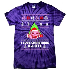 Cute I Love Christmas A Lotl Axolotl Funny Presents Ugly Tie-Dye T-Shirt