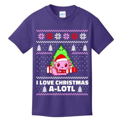 Cute I Love Christmas A Lotl Axolotl Funny Presents Ugly Kids T-Shirt
