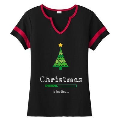 Christmas Is Loading Gift Christmas Tree Design Gift Christmas Gift Ladies Halftime Notch Neck Tee