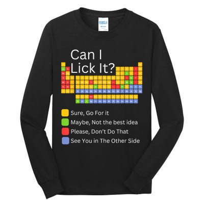 Can I Lick It Funny 100 Days Of School Periodic Table Tall Long Sleeve T-Shirt