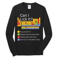 Can I Lick It Funny 100 Days Of School Periodic Table Tall Long Sleeve T-Shirt