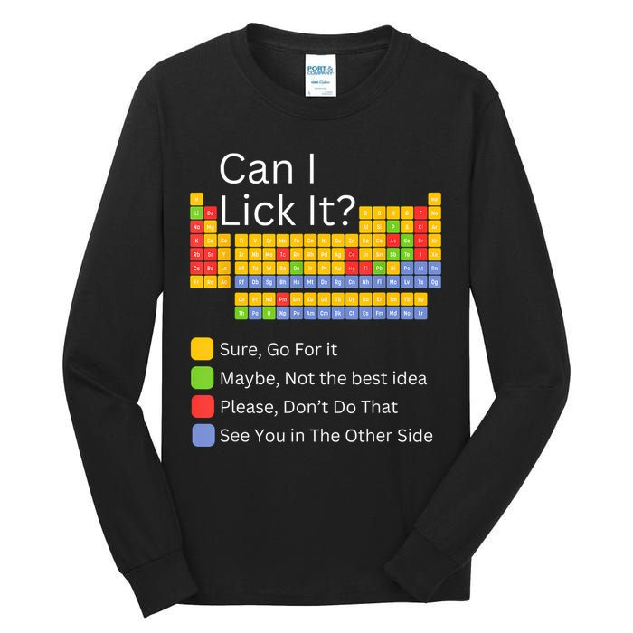 Can I Lick It Funny 100 Days Of School Periodic Table Tall Long Sleeve T-Shirt