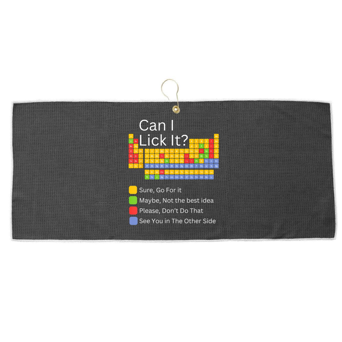 Can I Lick It Funny 100 Days Of School Periodic Table Large Microfiber Waffle Golf Towel
