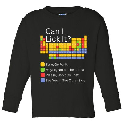 Can I Lick It Funny 100 Days Of School Periodic Table Toddler Long Sleeve Shirt