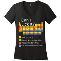 Can I Lick It Funny 100 Days Of School Periodic Table Women's V-Neck T-Shirt